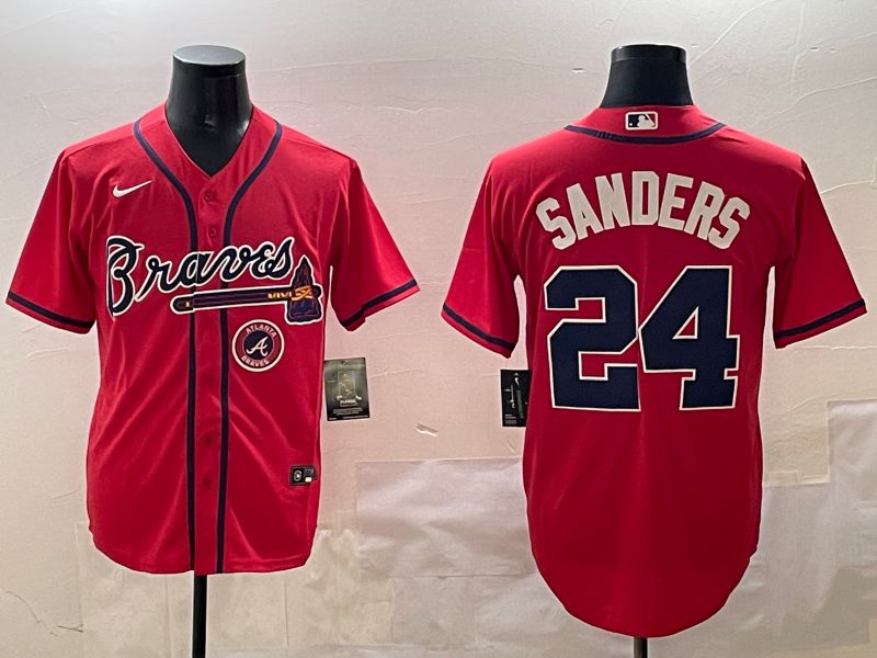 Men Atlanta Braves #24 Sanders Red Game 2025 Nike MLB Jersey style 4
